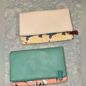 2 pack Bundle Rachel Pally reversible clutches floral pink turquoise beige